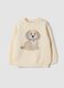 Wei&szlig;es Rundhals-Shirt aus Stretch-Jersey mit Welpen-Print_0