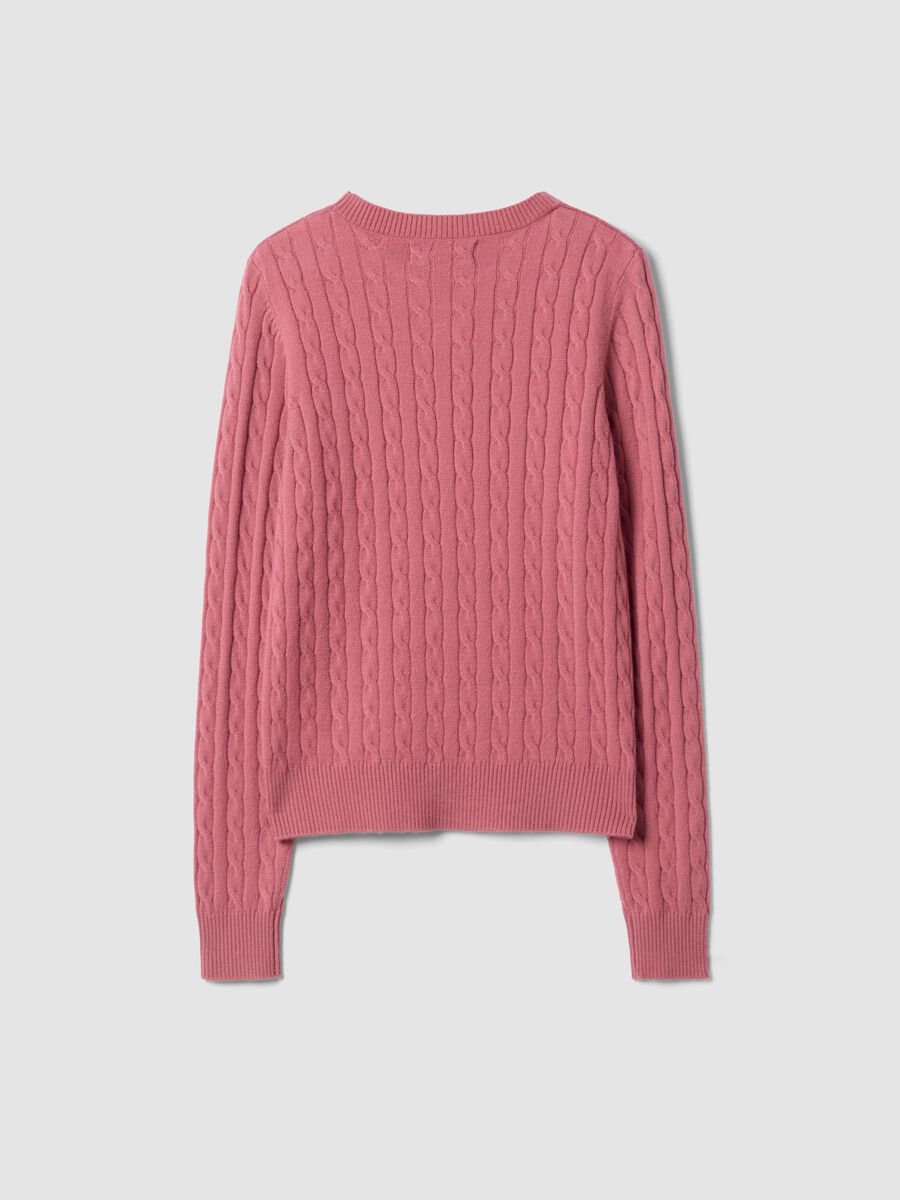 Pink cable-knit crew-neck jumper, regular fit_6