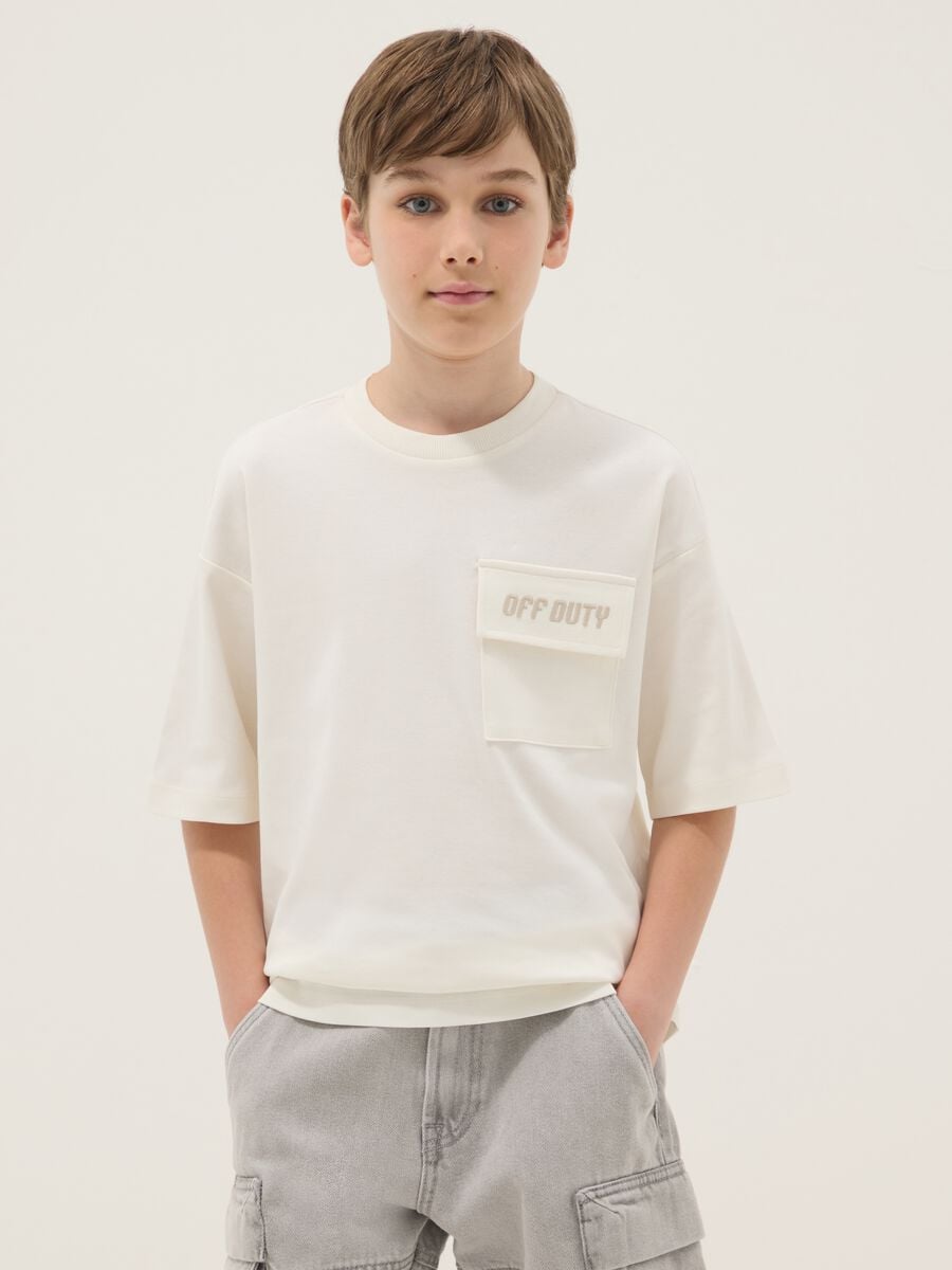 Wei&szlig;es Kurzarm-T-Shirt aus reiner Baumwolle_0