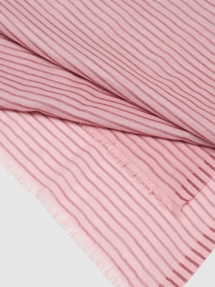 Light striped pink cotton blend scarf_2