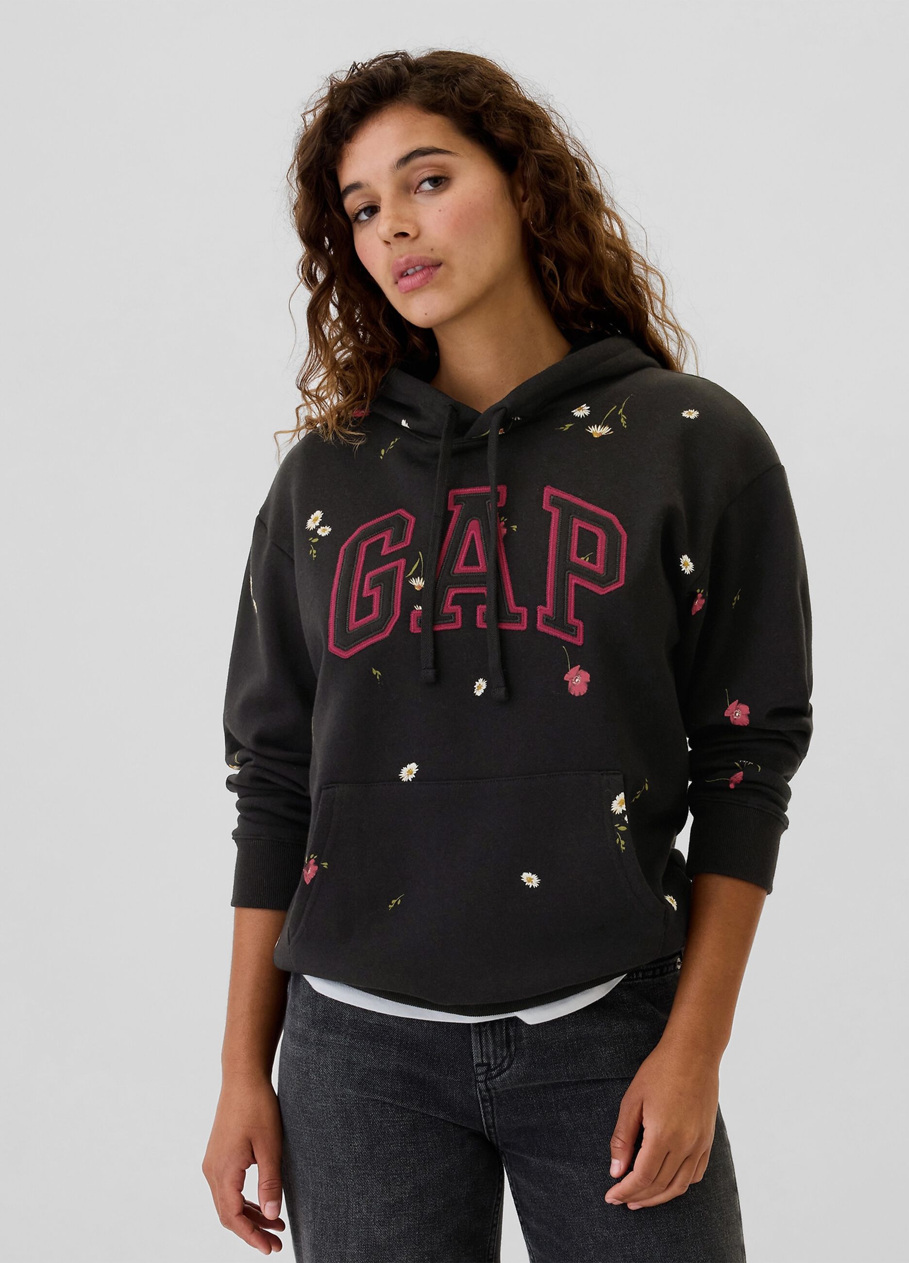 Ditsy floral sweatshirt with embroidered logo
