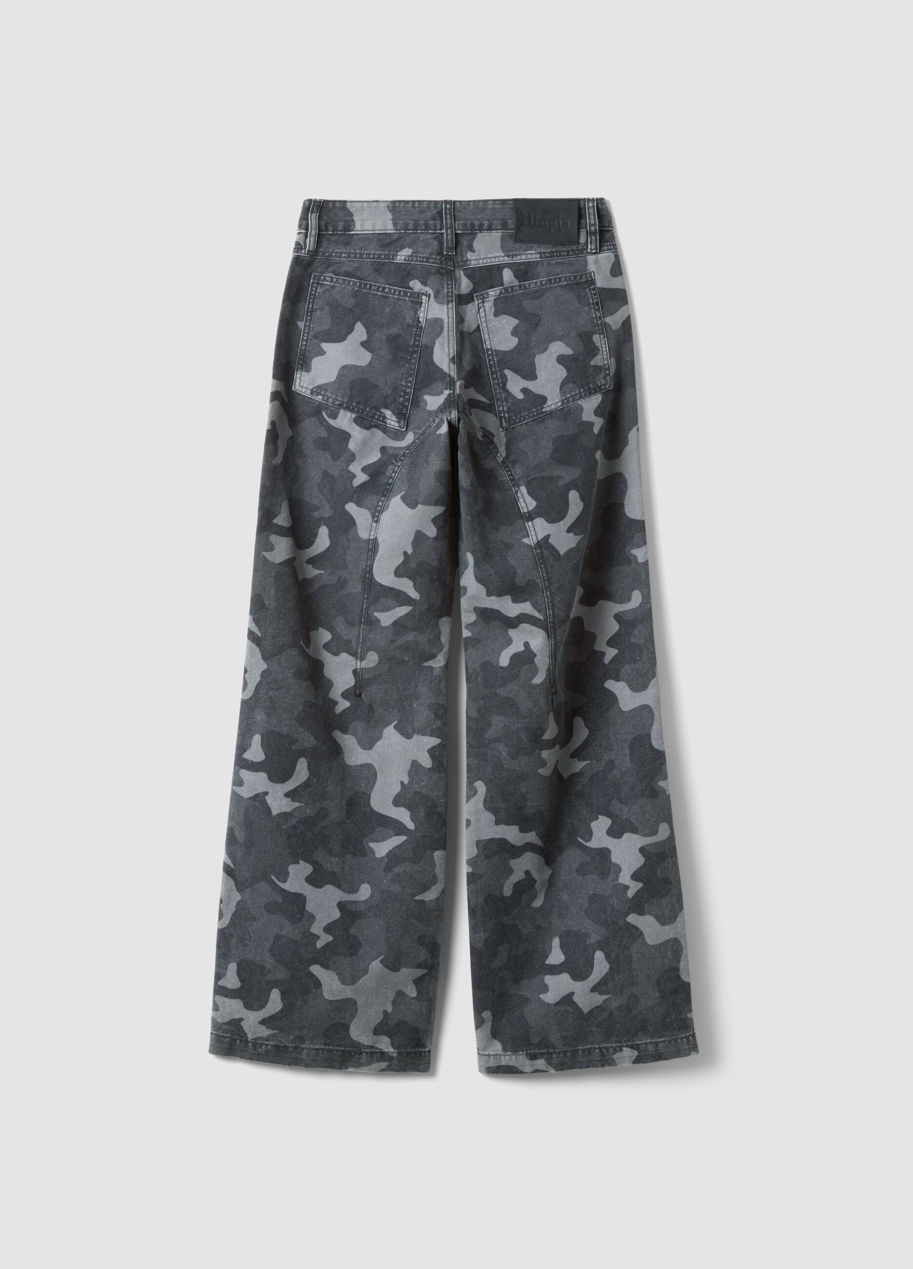 Dark Camo Wide-Leg Denim