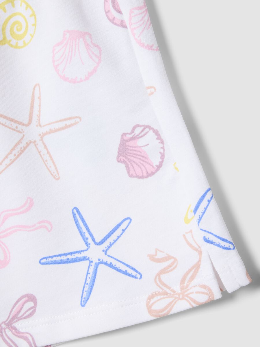 Wei&szlig;e Shorts aus reiner Baumwolle f&uuml;r M&auml;dchen mit maritimen Prints_2