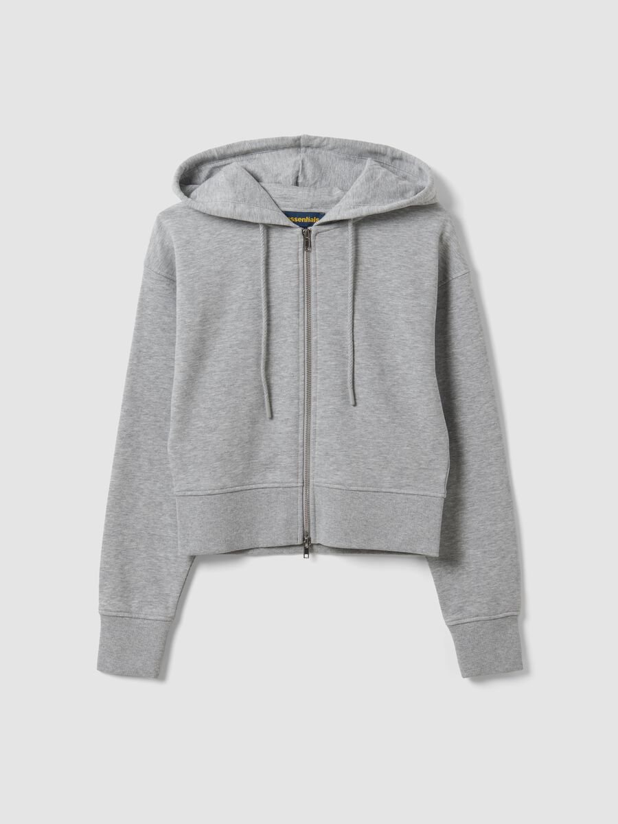 Grey full-zip cotton-blend hoodie, fitted_0