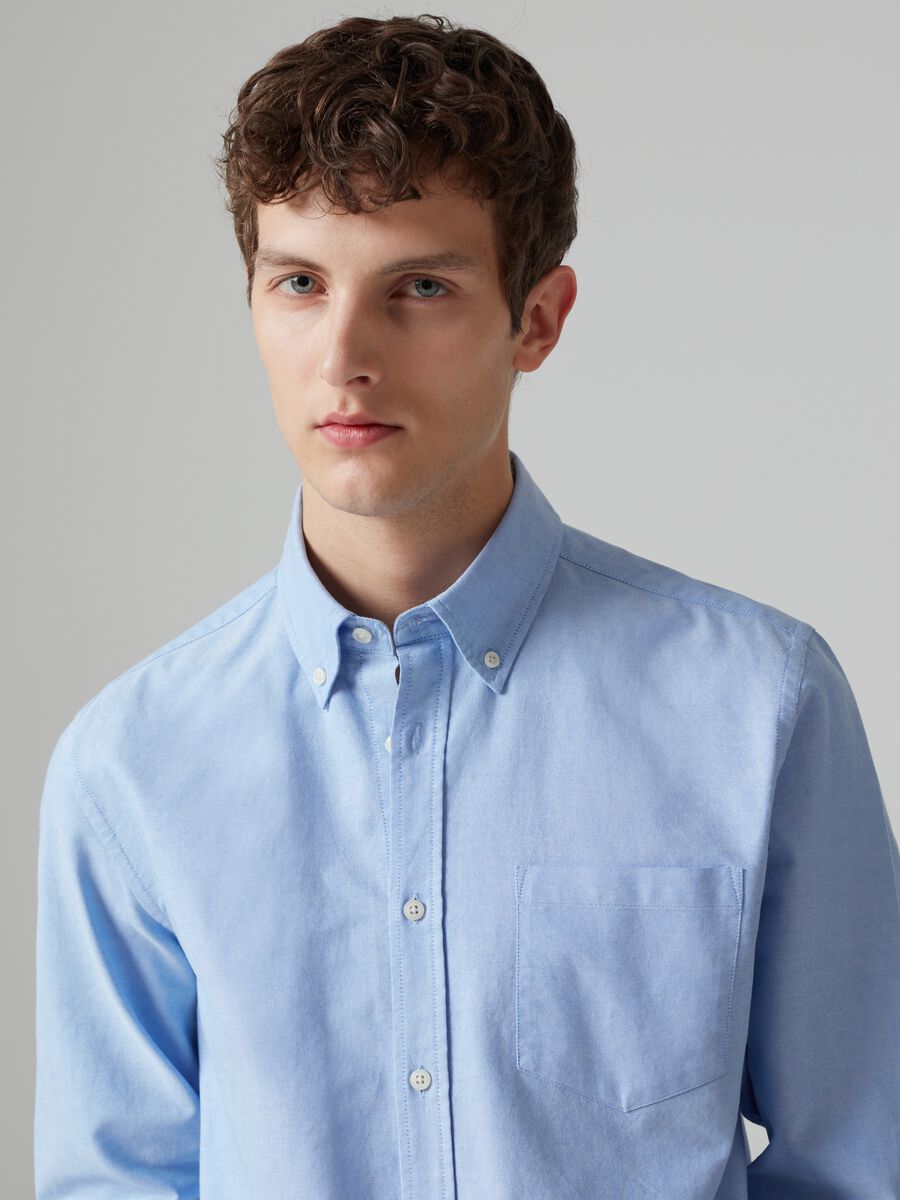 Oxford cotton shirt with micro-pattern._1
