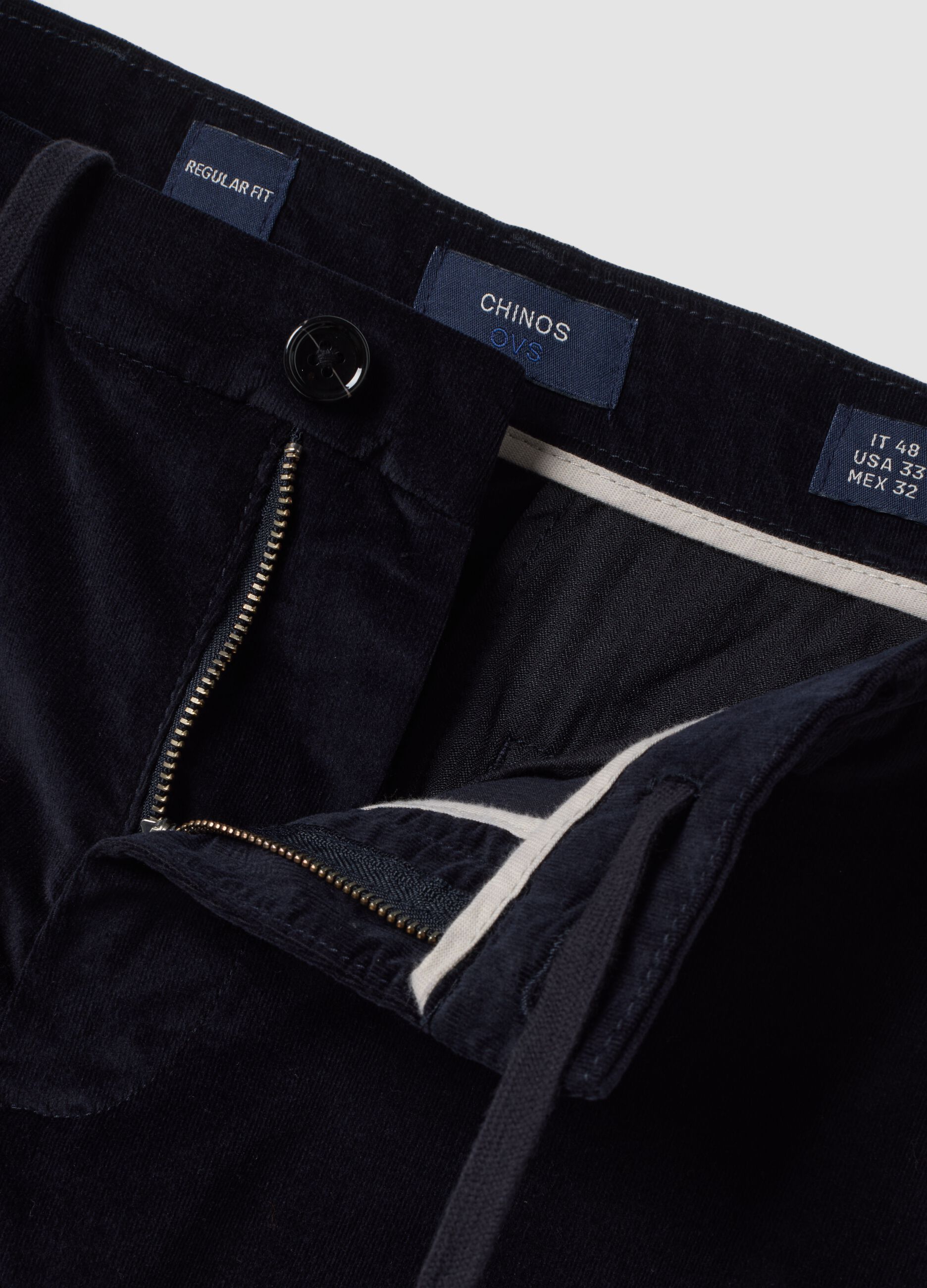 Blue regular-fit stretch cotton cord chino trousers