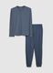 Blue cotton blend regular fit pyjama_4
