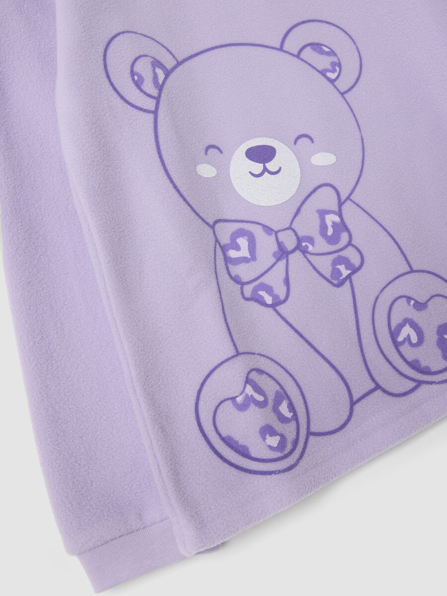 Lilac purple crew-neck pyjamas with teddy bear print_2