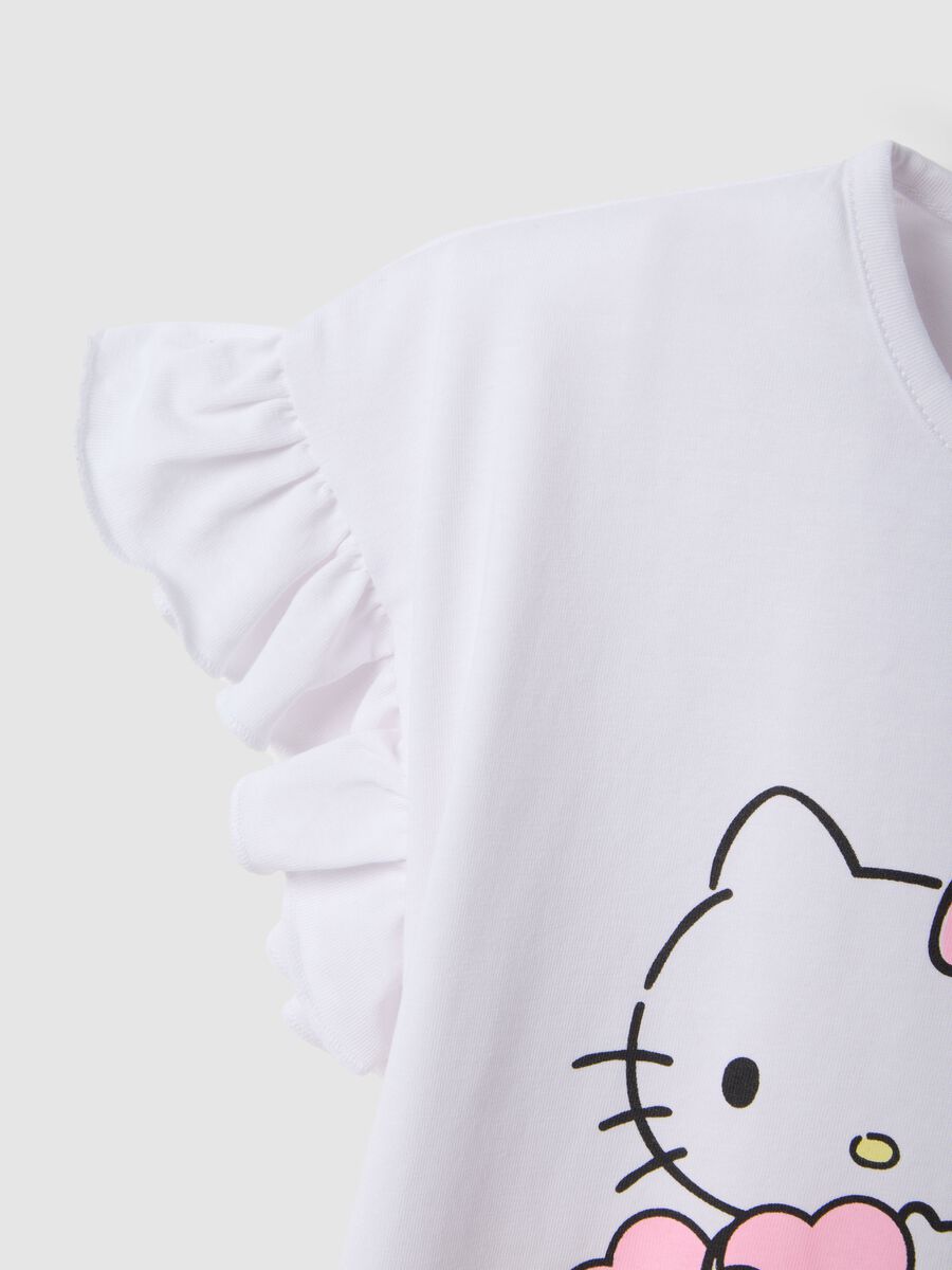 T-shirt in cotone elasticizzato bianco da bambina con Hello Kitty_3