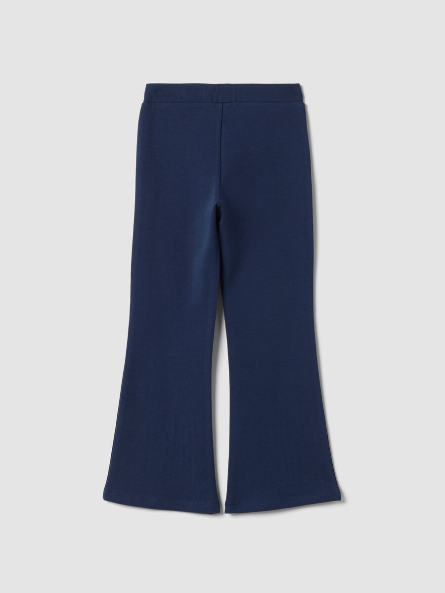 Leggings blu flare in cotone elasticizzato_1