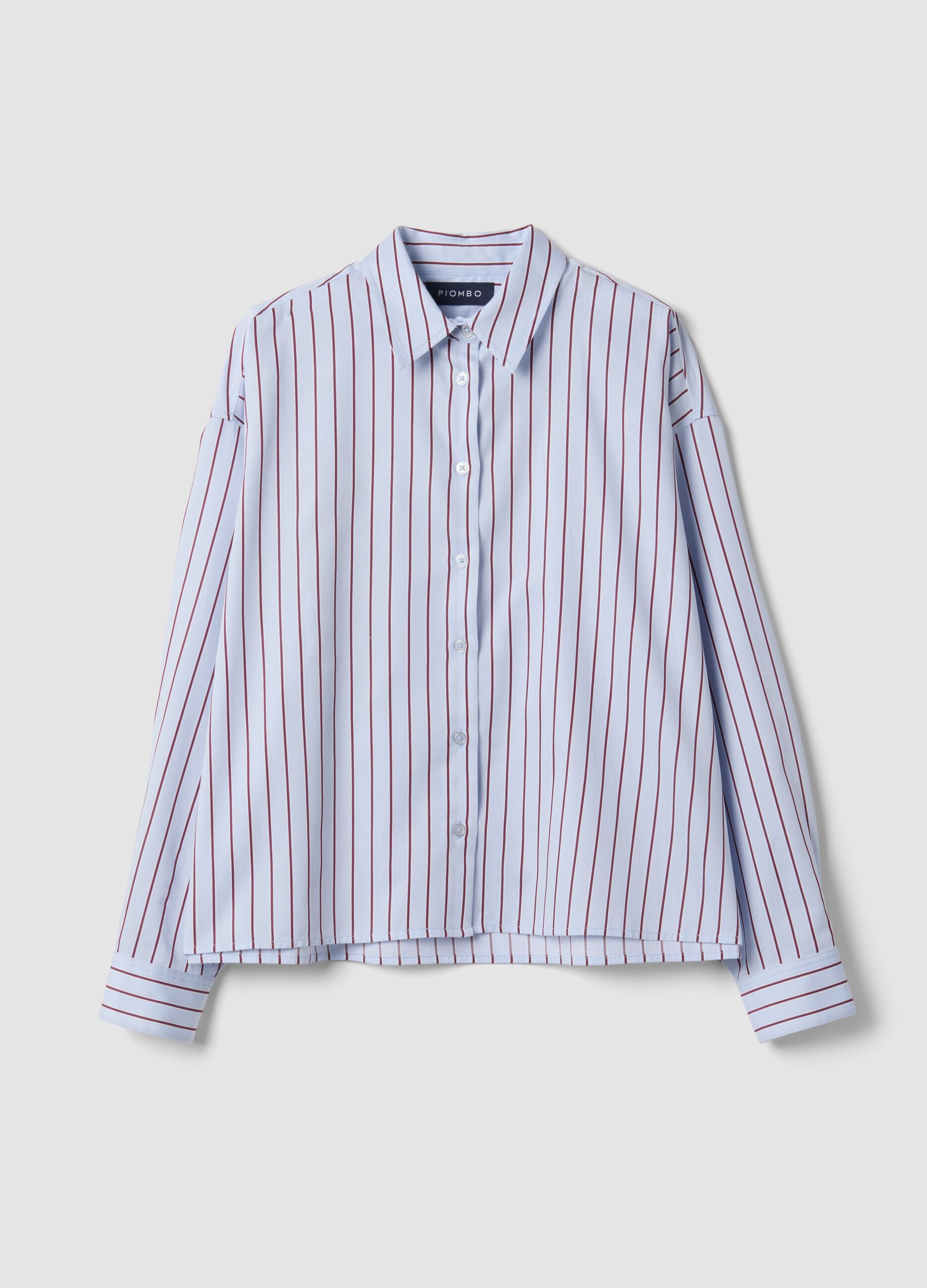 Blue striped pure cotton regular-fit shirt