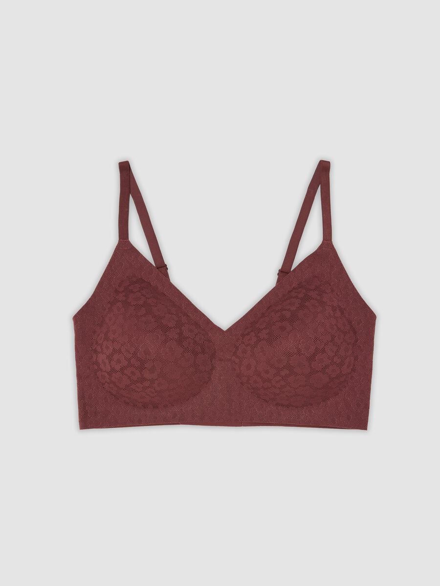 Reggiseno bralette rosso in tessuto elasticizzato con pizzo_0