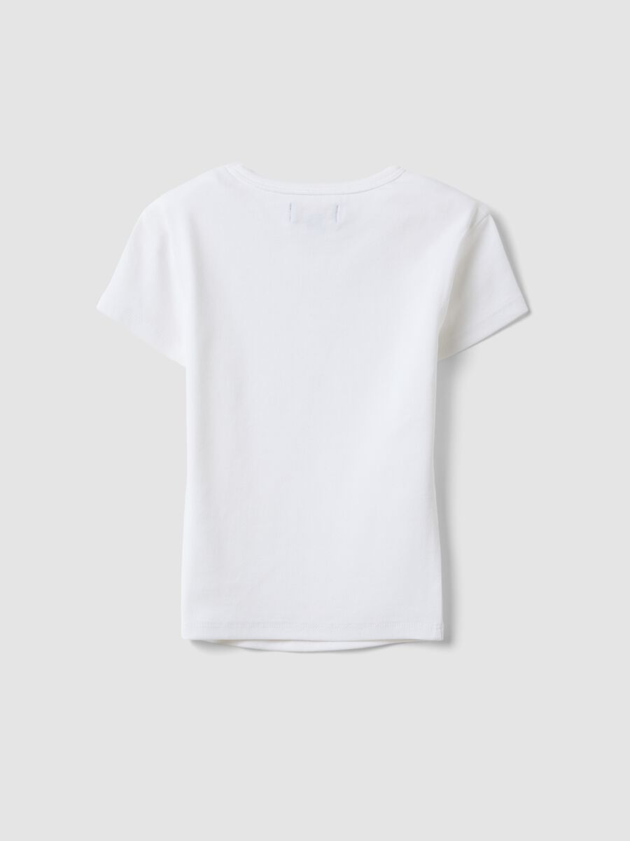 T-shirt fitted in cotone elasticizzato bianca da ragazza_1