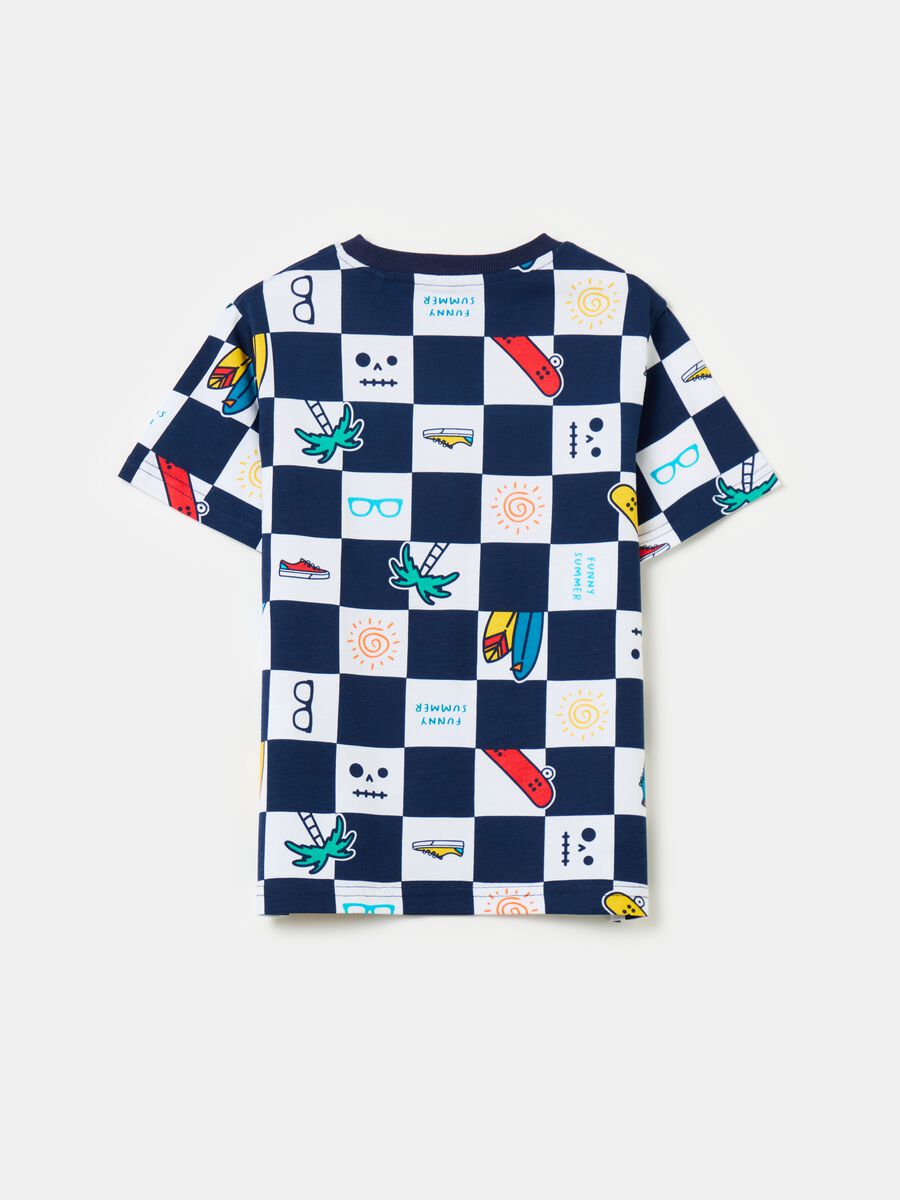 Cotton t-shirt with chessboard pattern_1
