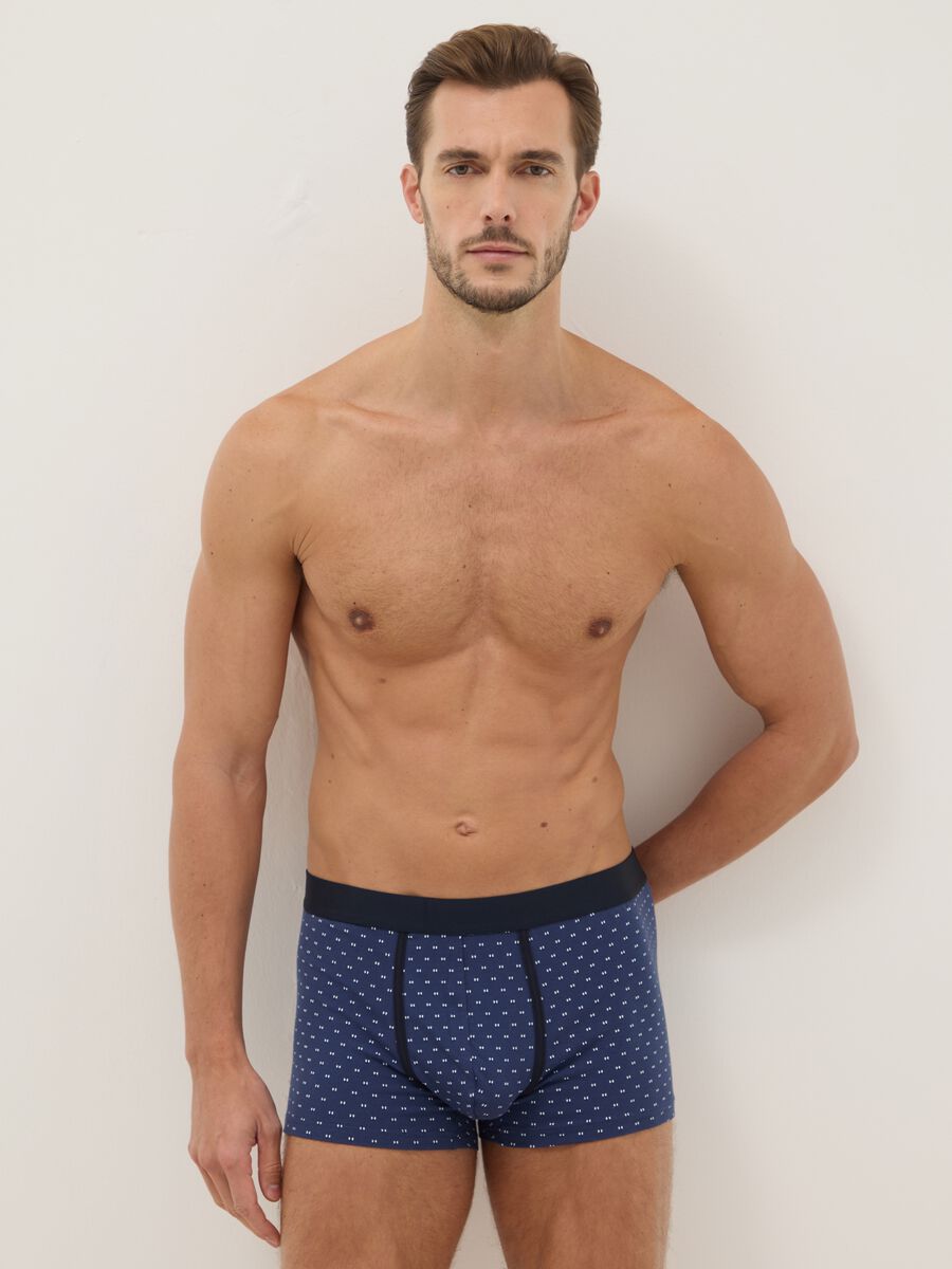 Tripack of regular fit blue stretch cotton boxers_0