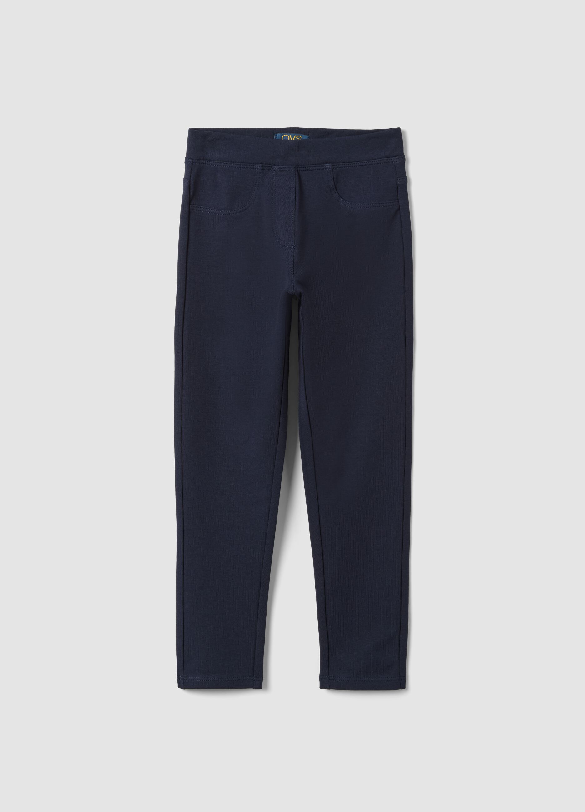 Girls' blue slim-fit stretch organic cotton treggings