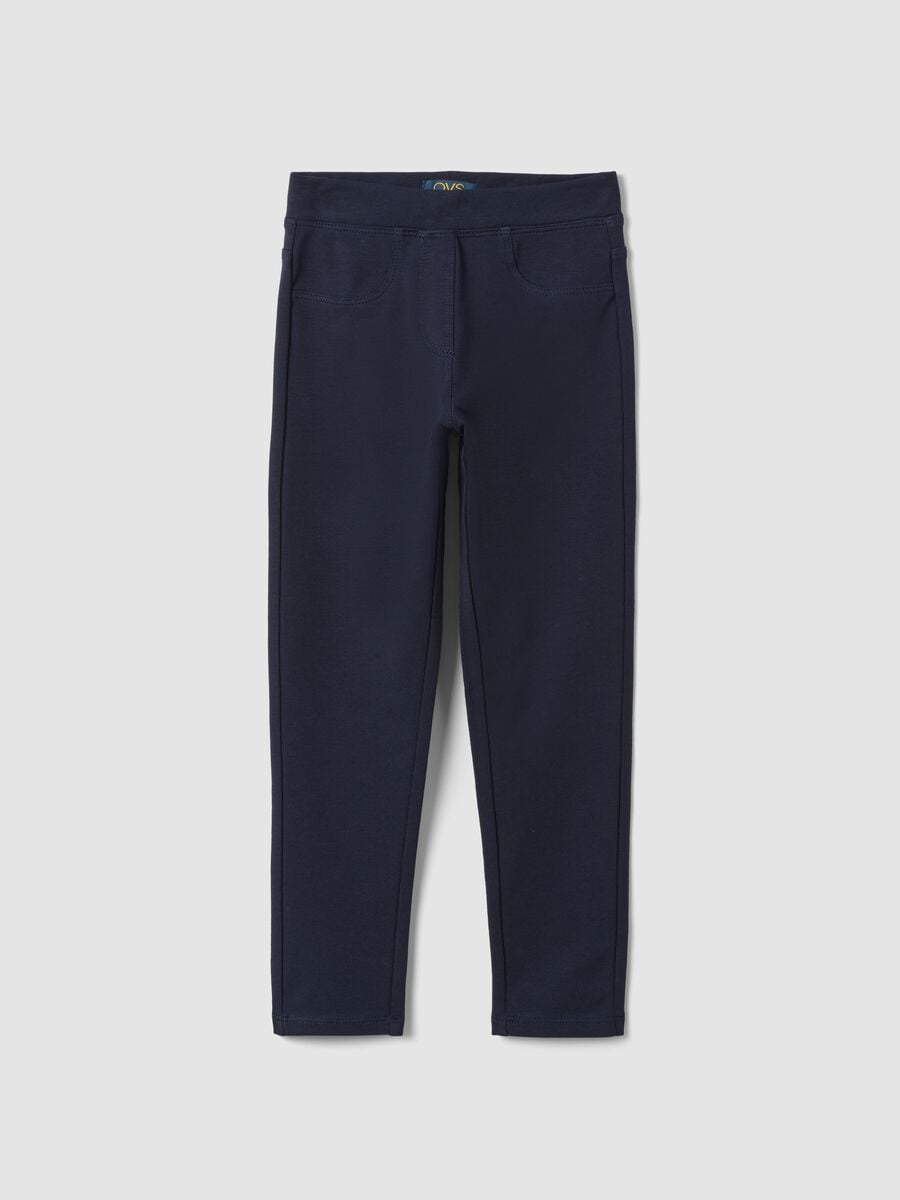 Girls' blue slim-fit stretch organic cotton treggings_0