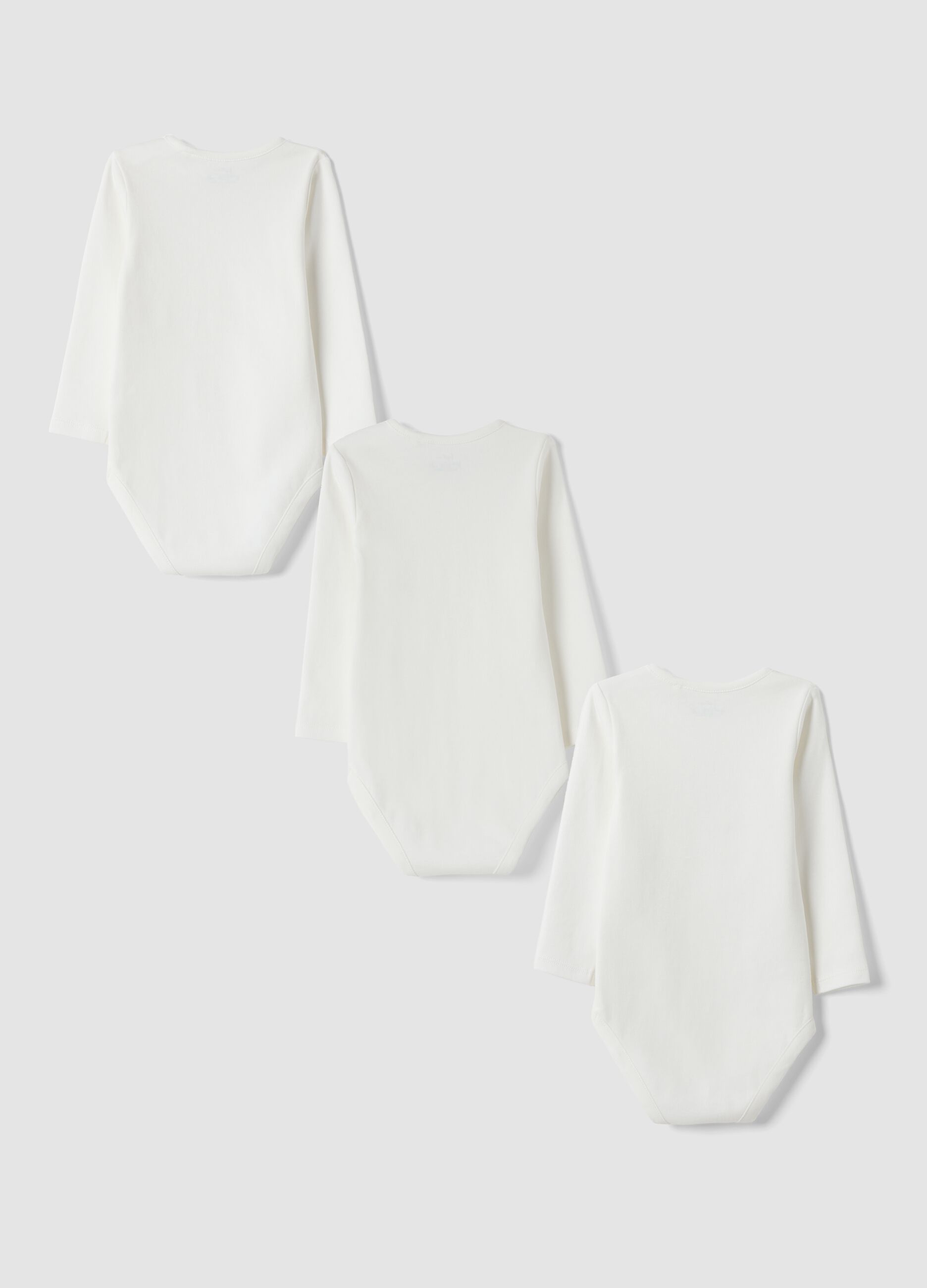 Tripack di body bianchi in puro cotone organico a girocollo