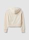 Felpa full zip bianca in misto cotone con cappuccio fitted_2