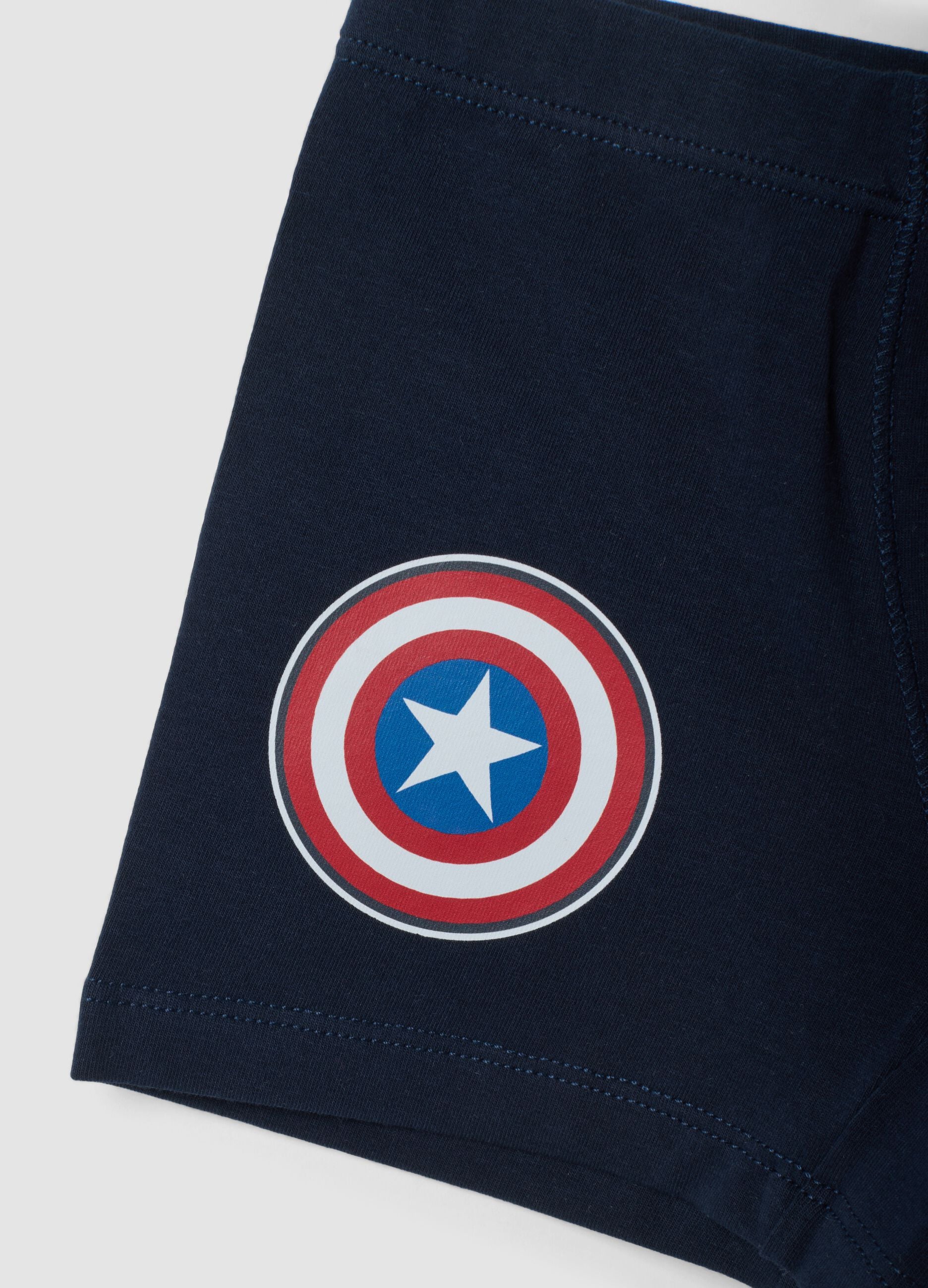 Multipack di cinque boxer in cotone organico elasticizzato con stampa Avengers