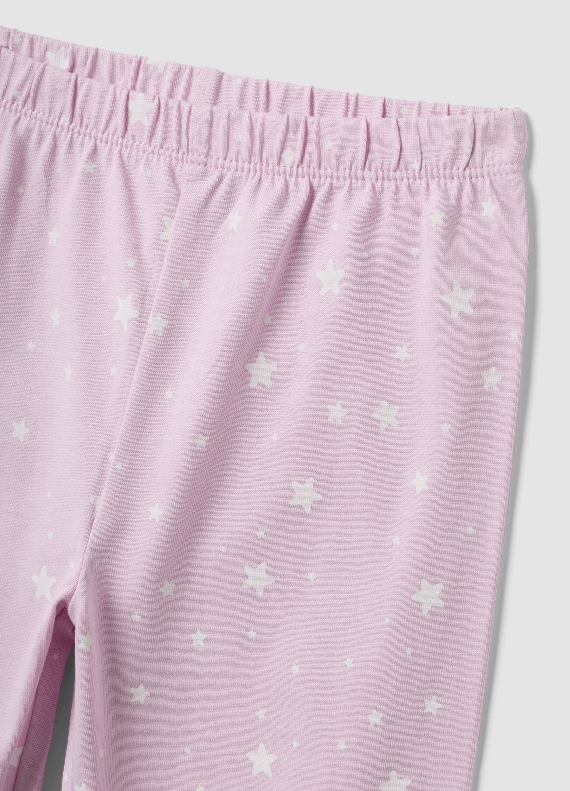 Rosa Pyjama aus Bio-Baumwolljersey mit Sternprint