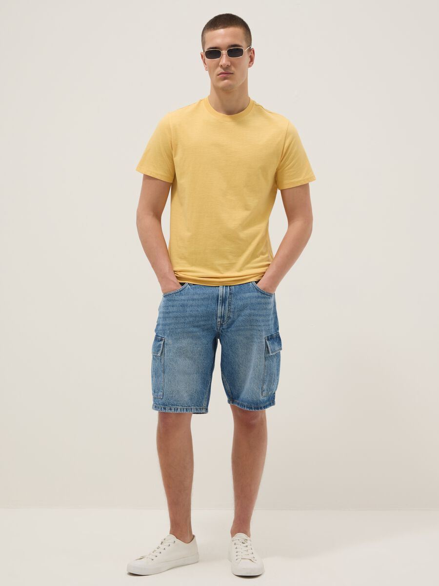 Yellow short sleeve pure cotton t-shirt regular fit_2
