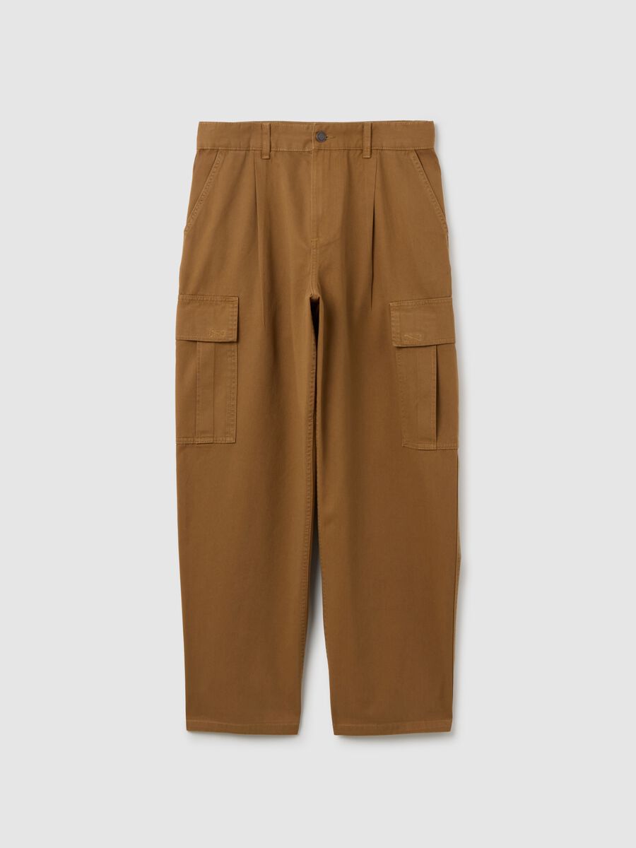 Brown Baggy Pure Cotton Cargo Trousers_4