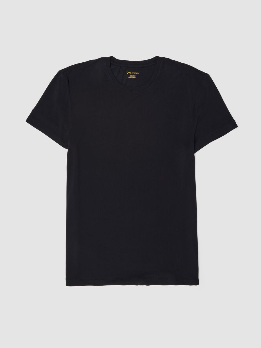Black stretch modal T-shirt, regular fit_0