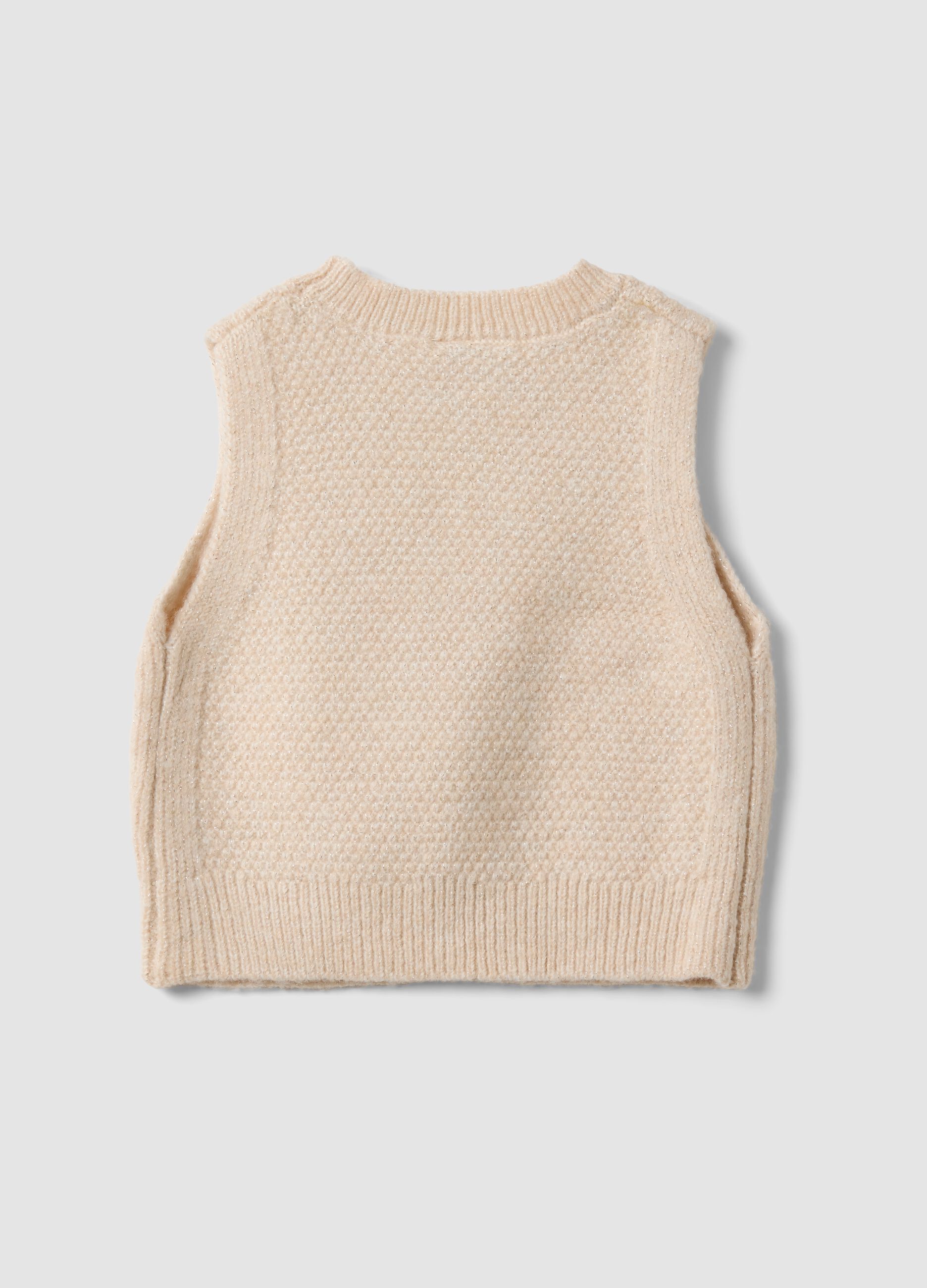 Gilet bianco in maglia con motivo in rilievo per bimba