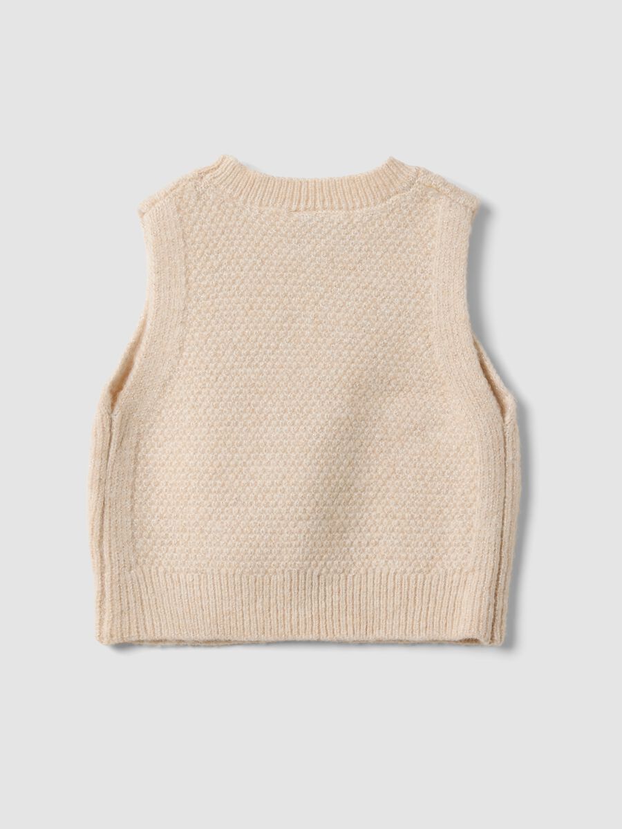 Gilet bianco in maglia con motivo in rilievo per bimba_1