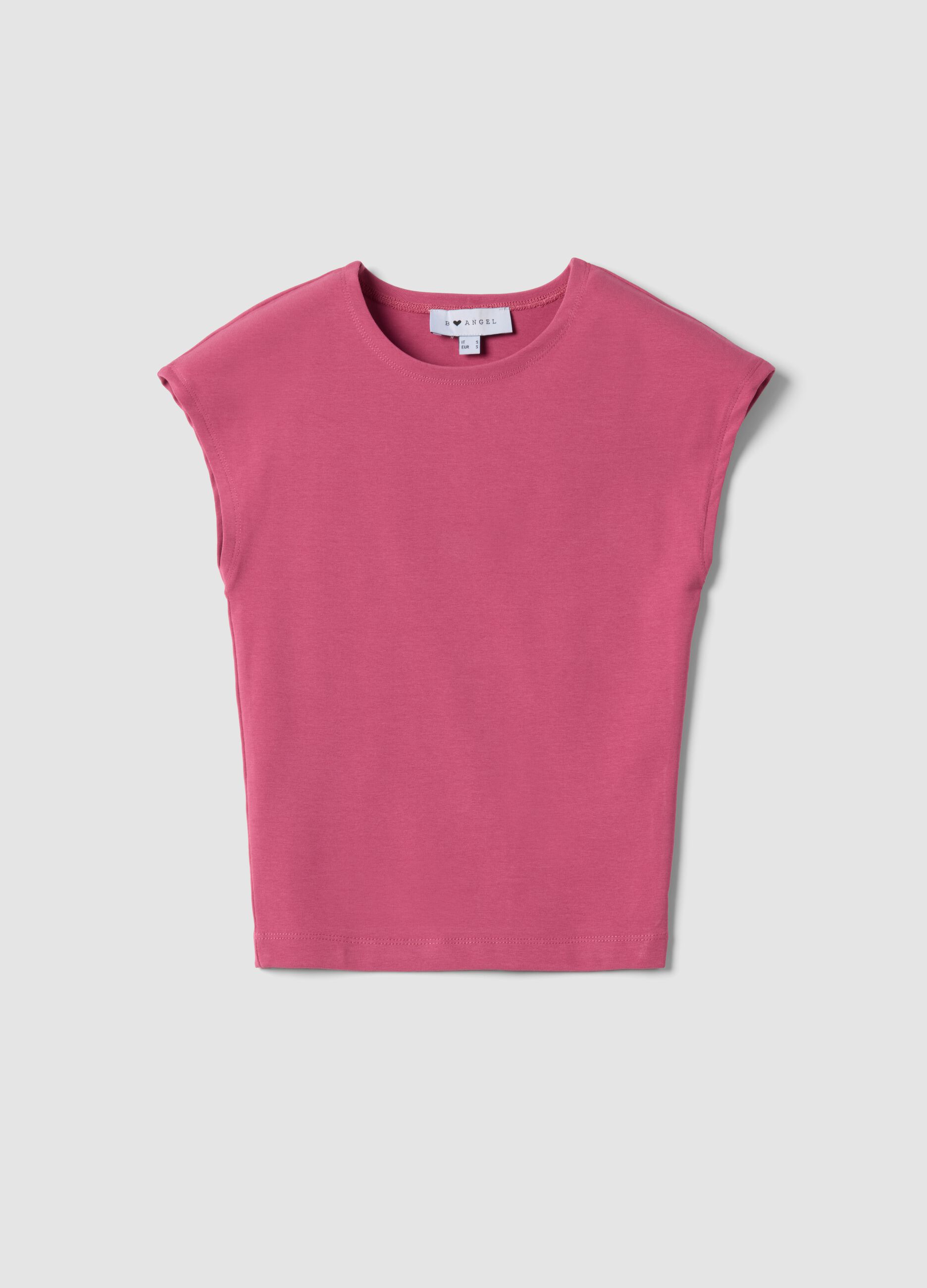 Top rosa fitted em algod&atilde;o el&aacute;stico