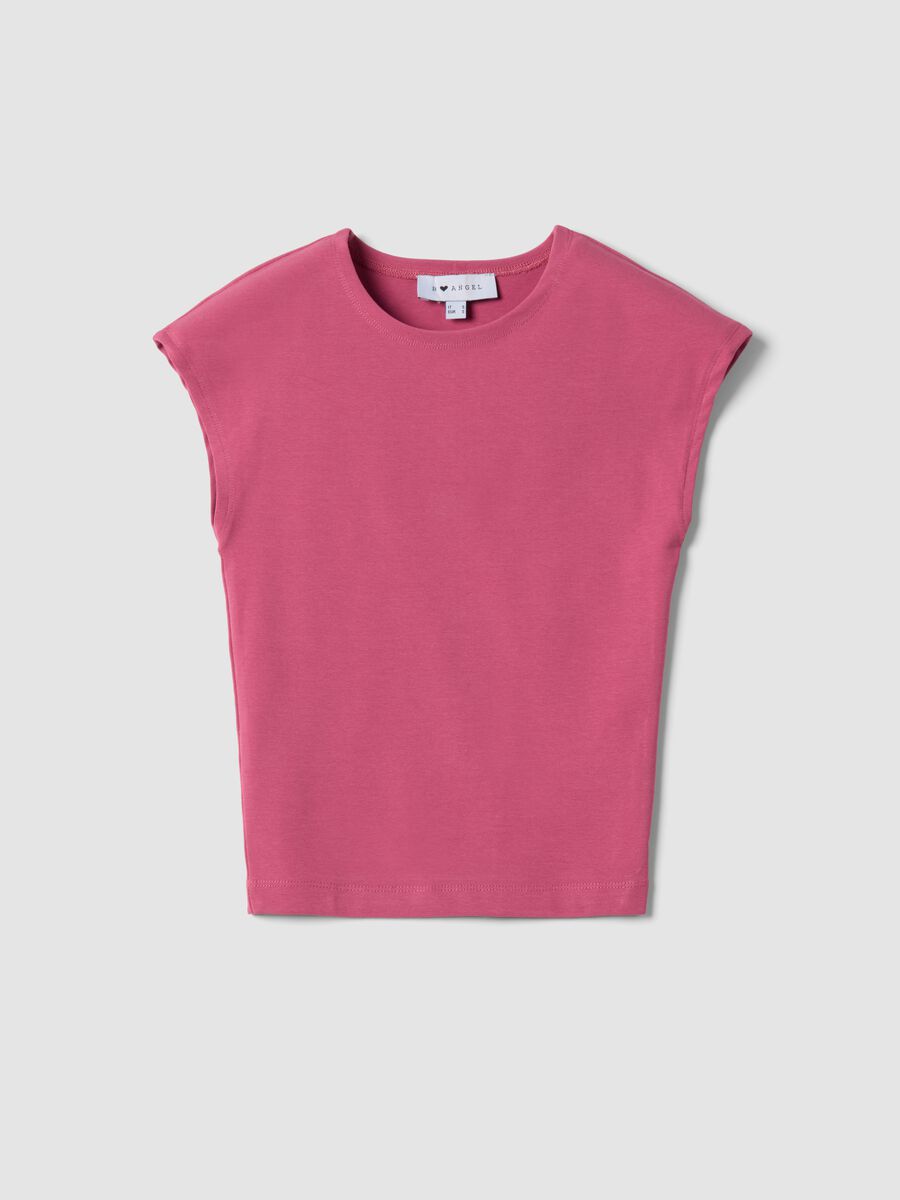 Camiseta de tirantes rosa ajustada de algod&oacute;n el&aacute;stico_4