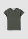 Gr&uuml;nes, figurbetontes T-Shirt aus geripptem Stretch-Baumwollstoff mit Nieten_4
