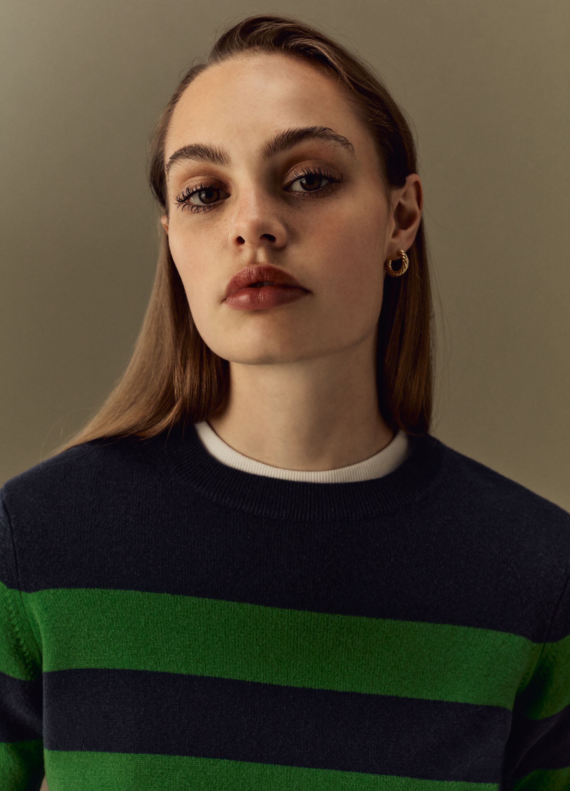 Striped pullover in wool and cashmere