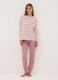 Pink pure organic cotton striped crew-neck pyjamas_0