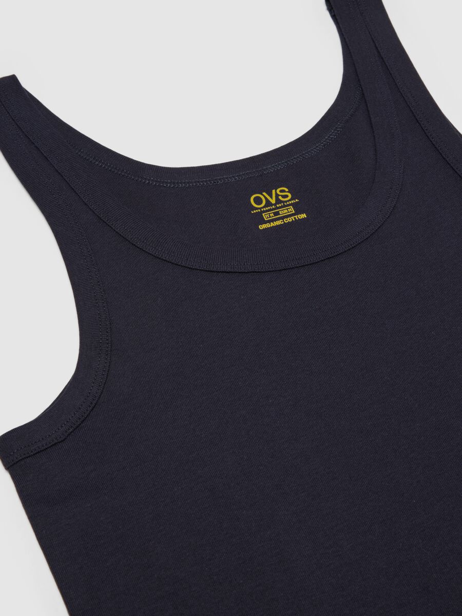 Blue pure cotton tank top regular fit_5