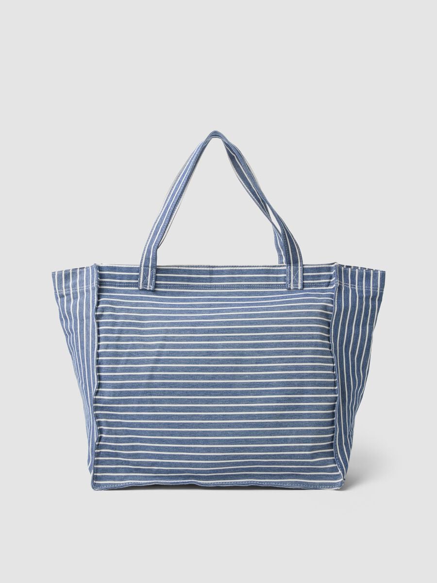 Blue striped pure cotton shopper bag_2