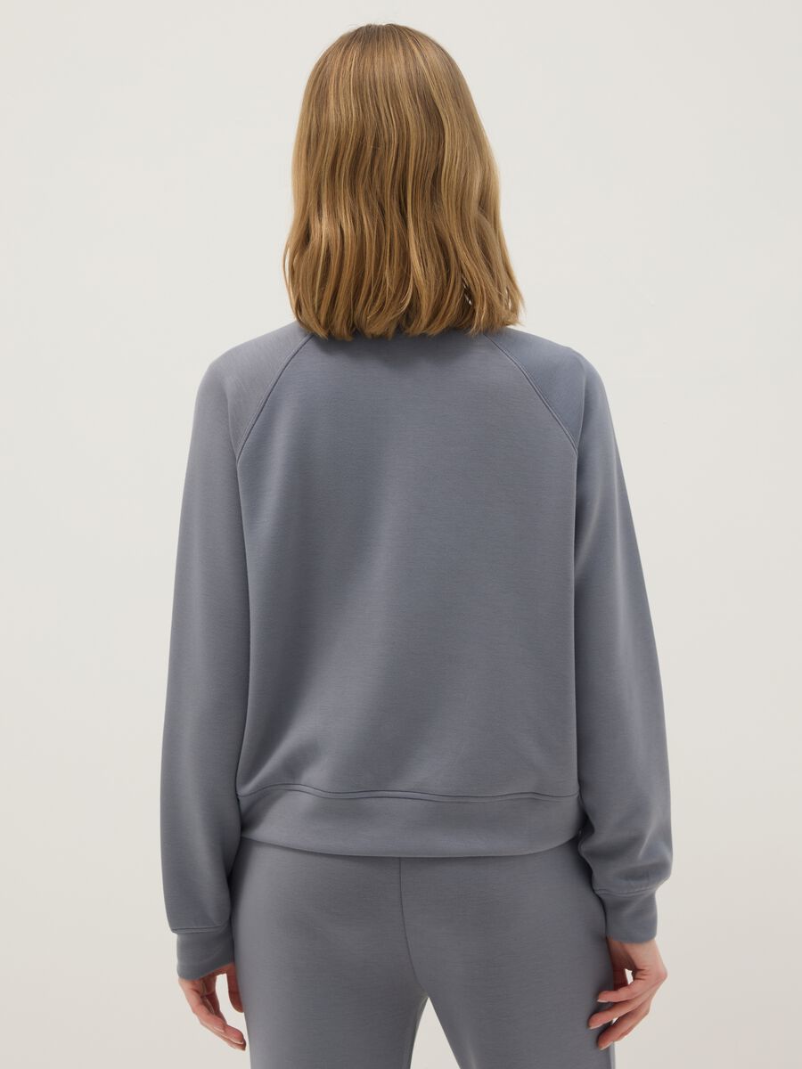 Grey regular fit modal blend sweatshirt with half zip_2