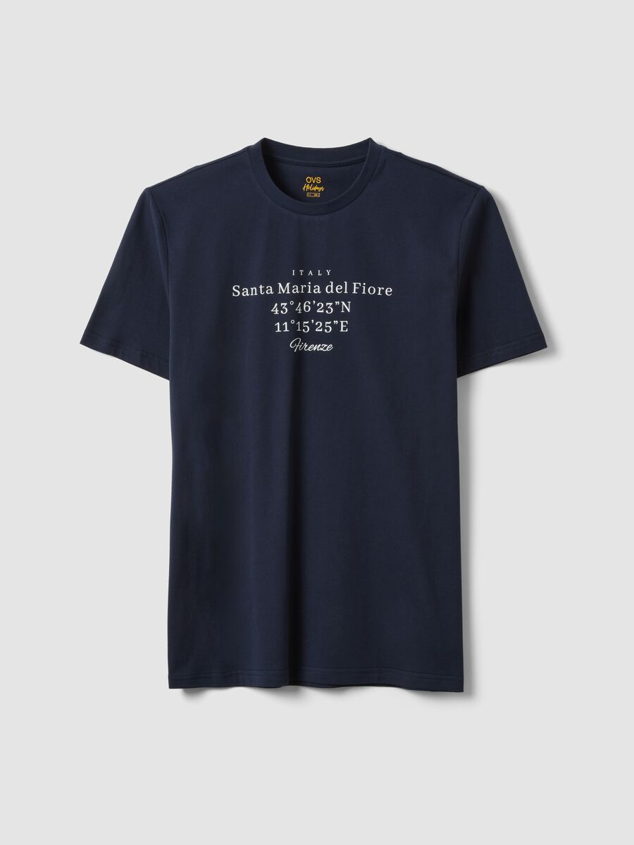 Blaues T-Shirt aus reiner Baumwolle mit kurzen &Auml;rmeln, Regular Fit_4