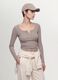 T-shirt bege em viscose el&aacute;stica com gola redonda_0
