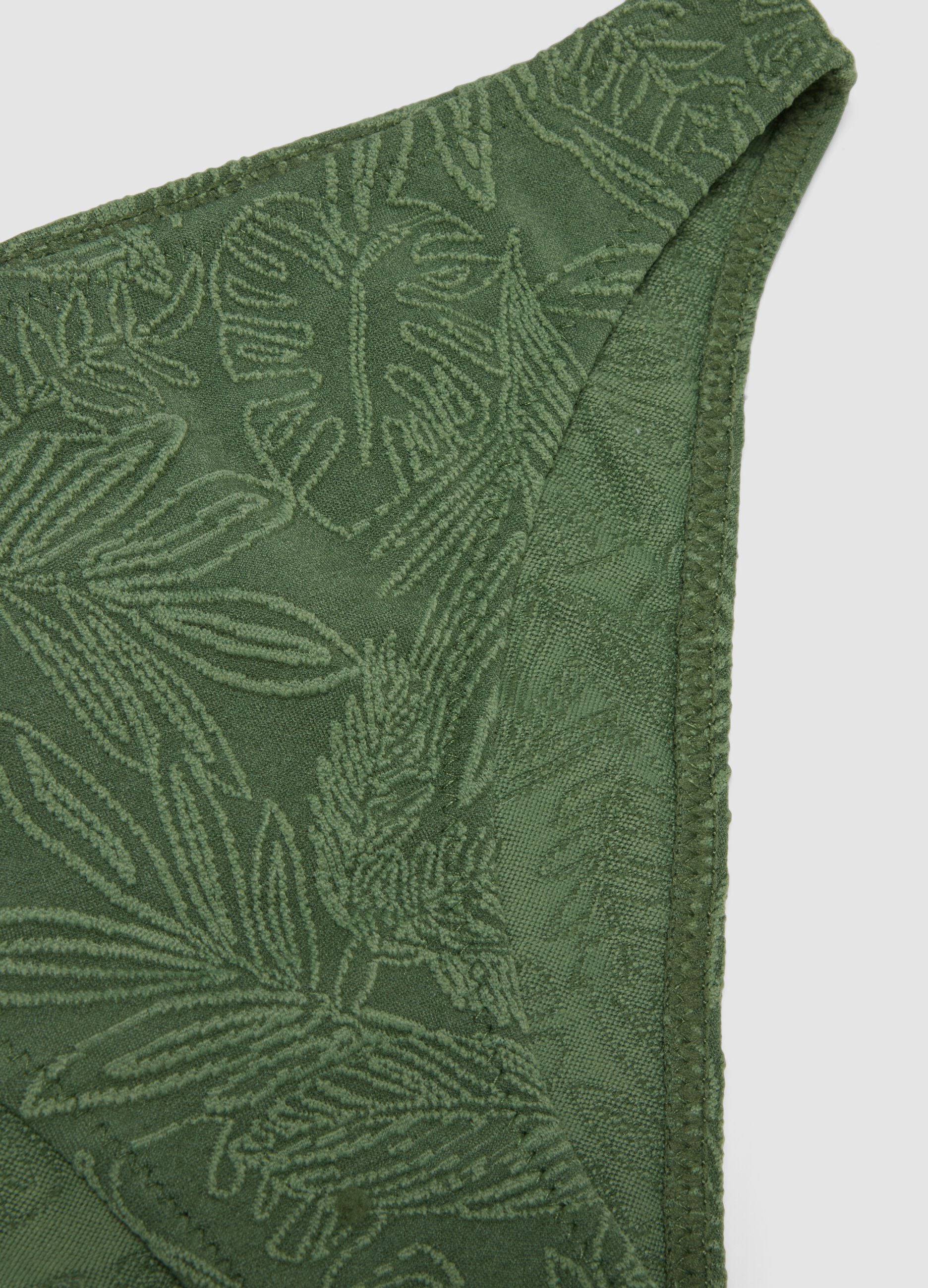 Green stretch bikini with foliage pattern
