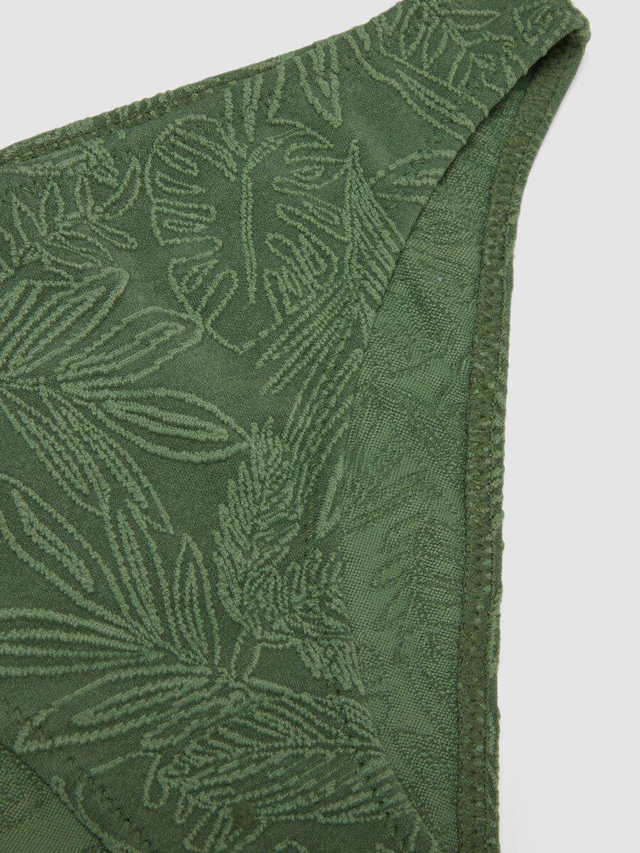 Green stretch bikini with foliage pattern_3