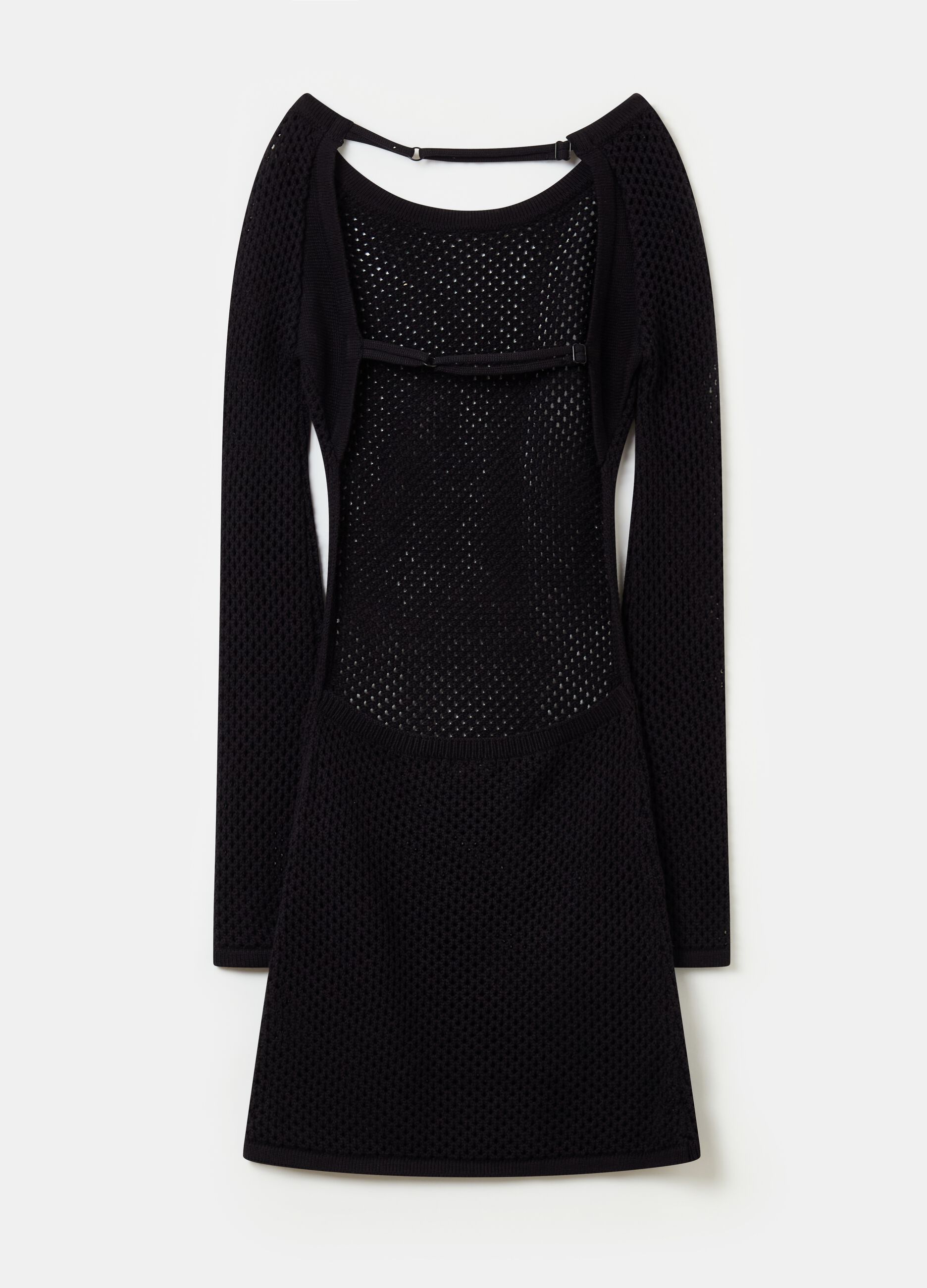 Backless Knitted Mini Dress Black