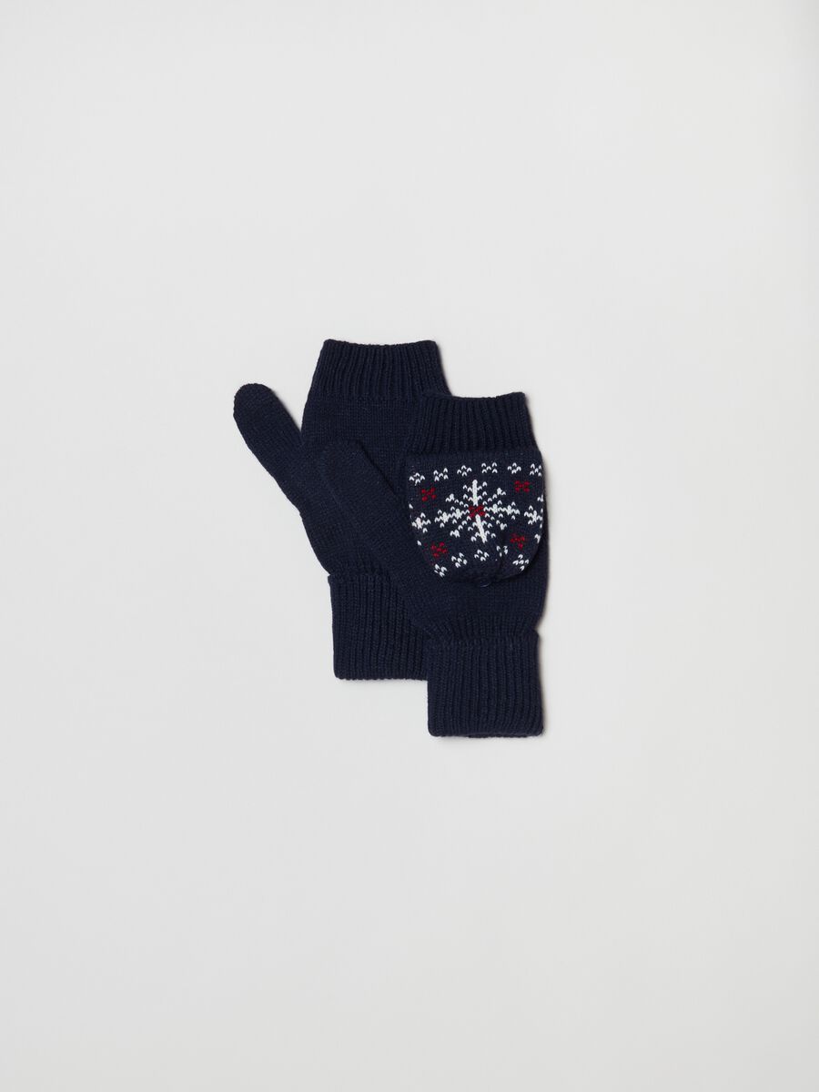 Half-finger gloves with snowflakes design_0