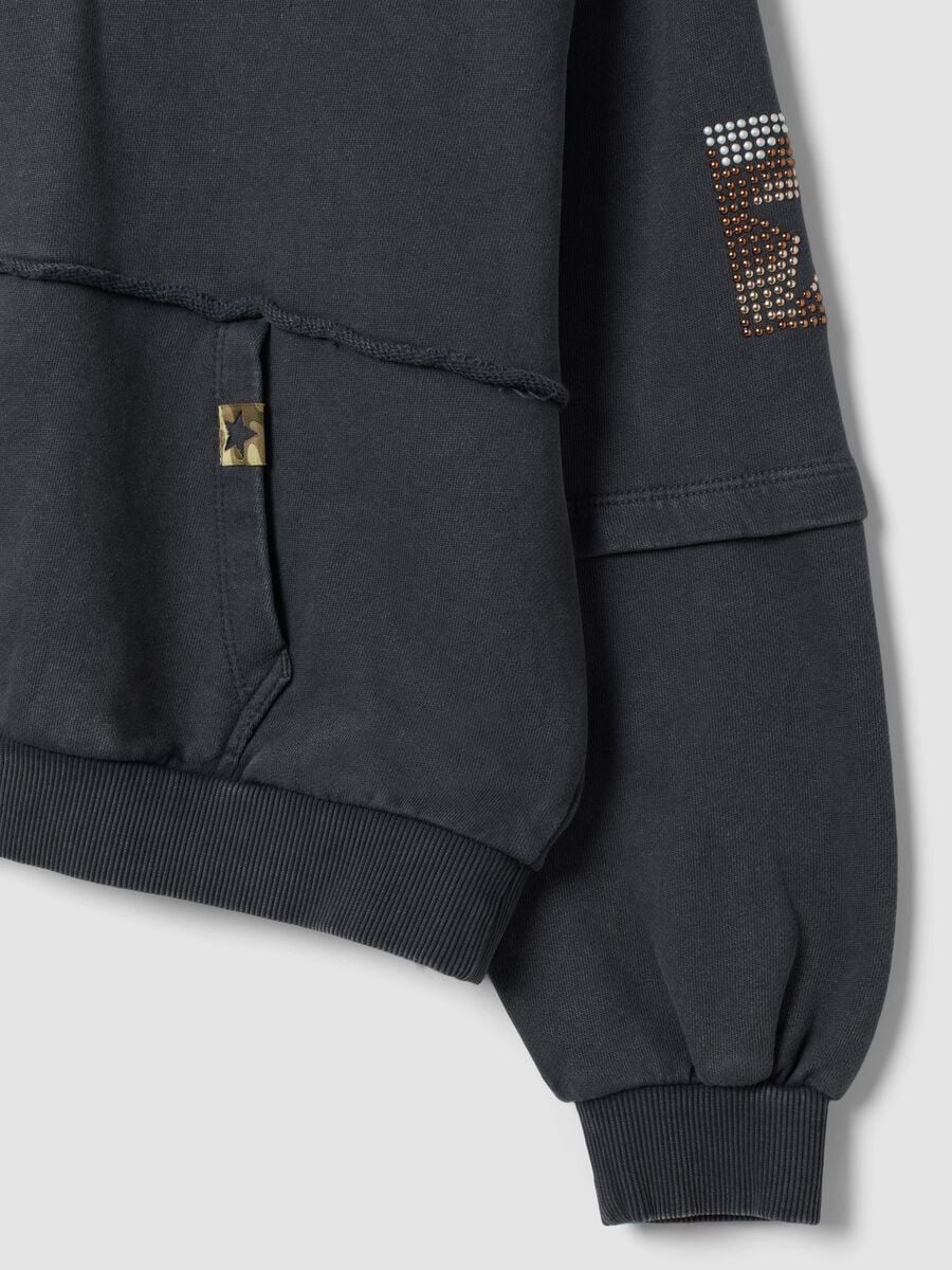 Dunkelgrauer Hoodie aus reiner Baumwolle mit Oversize-Passform und Teddy-Print_2