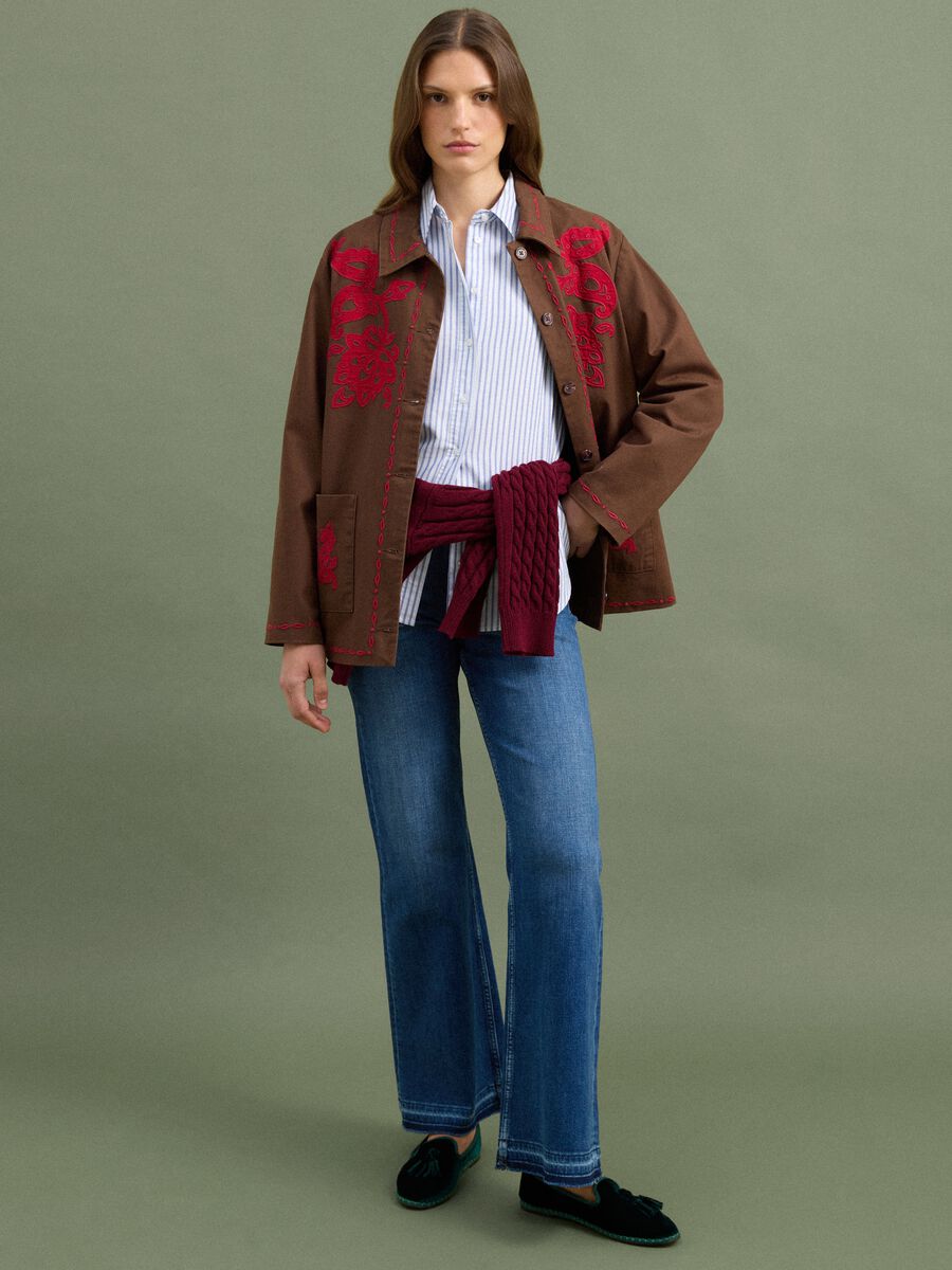 Blaue Wide-Leg-Jeans aus Stretch-Baumwolle_0