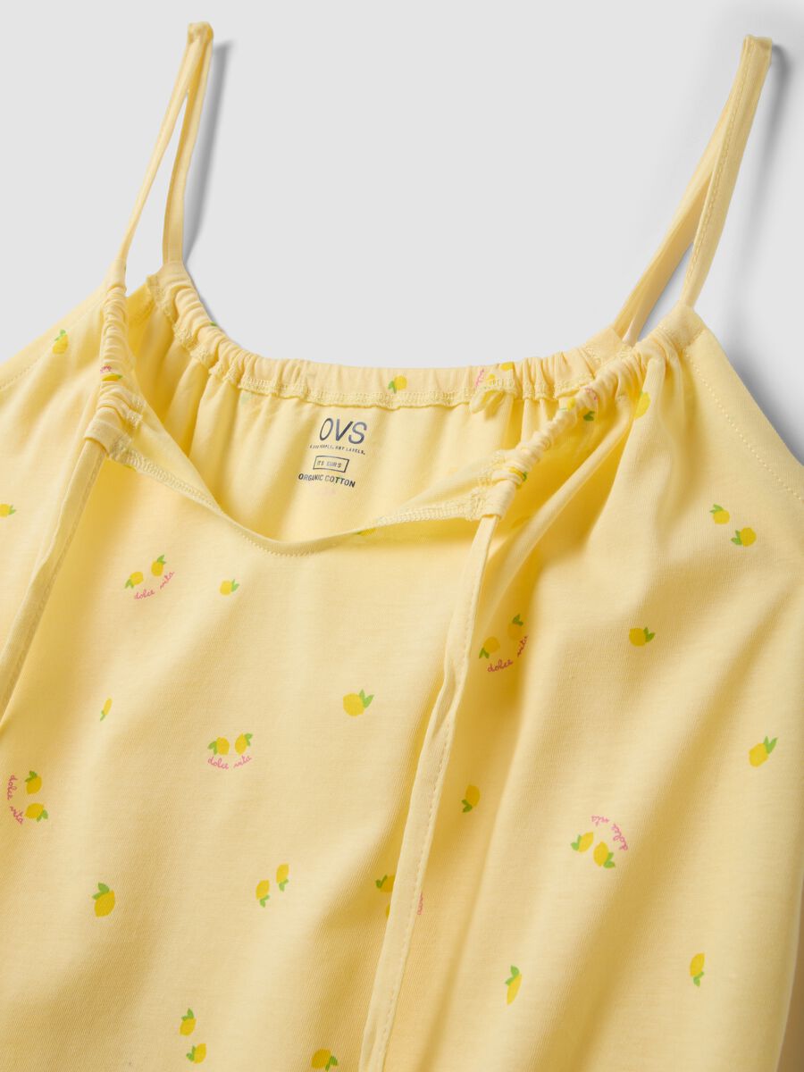 Yellow pure cotton nightdress with straps and lemon print_5