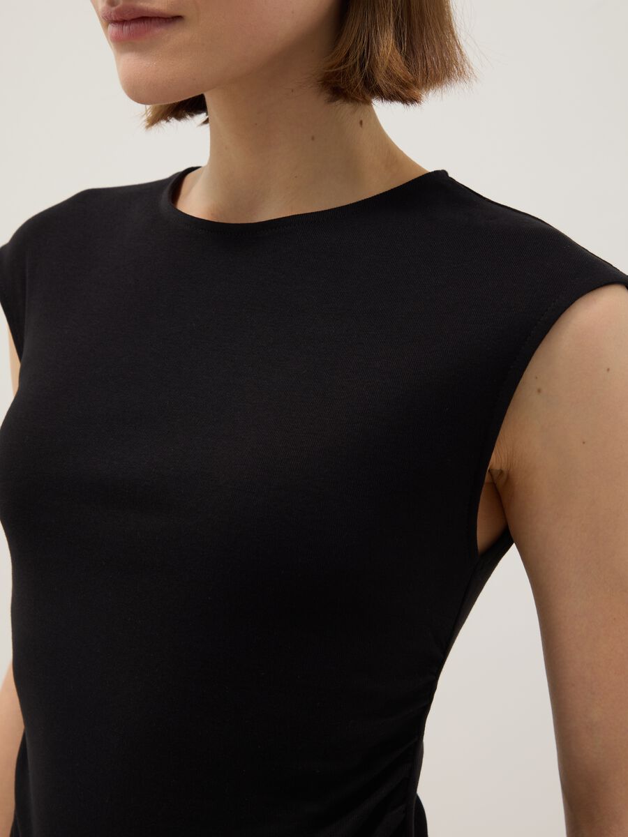 Black pure cotton regular fit tank top_3