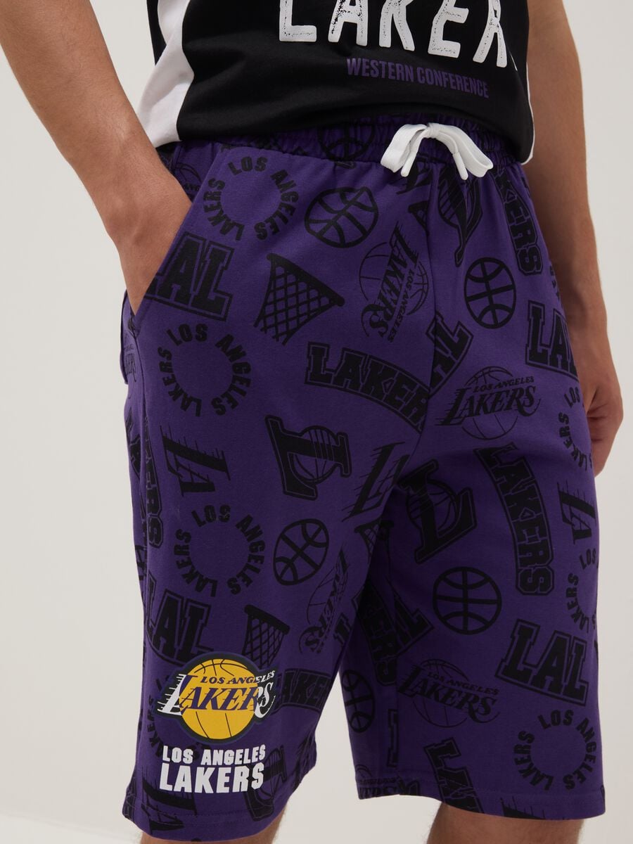 Purple pure cotton Bermuda shorts with elasticated waist_2