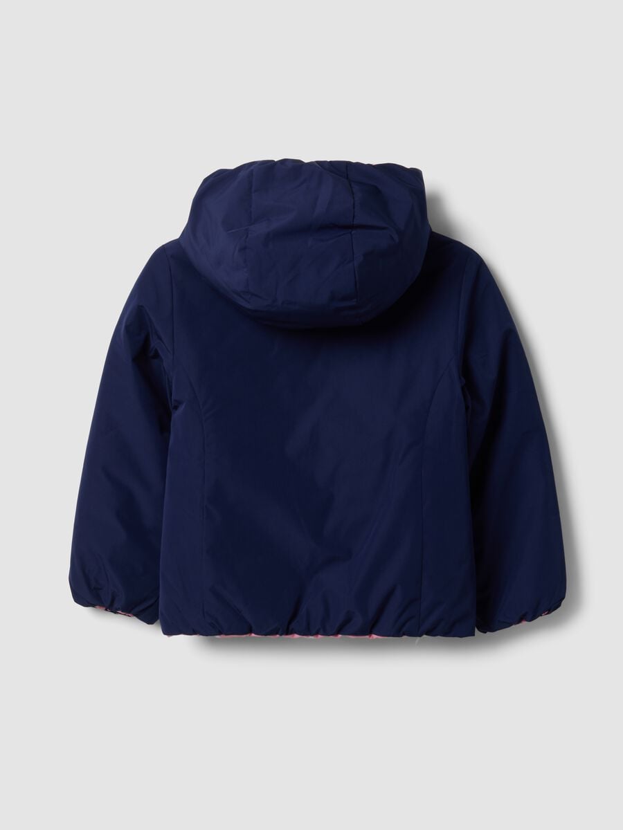 Giubbotto Ultralight reversibile blu imbottito con cappuccio per bambina_3